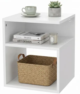 Produktbild von Beistelltisch, moderner 3-stufiger Couchtisch mit offenen Regalen, fš¹r Wohnzimmer, Schlafzimmer oder Bš¹ro, Wei?