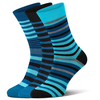 Produktbild von 3 Paar Bambus Viskose Socken Ringel blau Softrand o. Gummi Uni bamboo:line Gr. 43/46