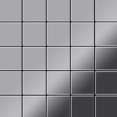 Produktbild von Mosaik Fliese massiv Metall Edelstahl hochglanz grau 1,6mm Century-S-S-M