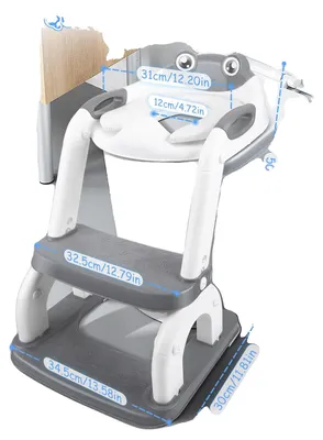 Produktbild von Babytöpfchen mit Treppe, Toilettentrainer, verstellbarer Sitz, rutschfeste Stufen, GRAU