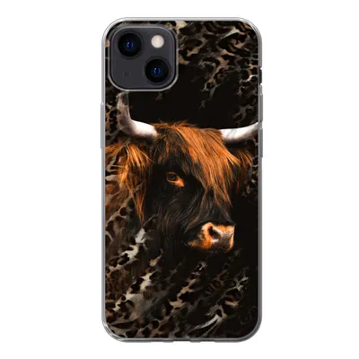 Produktbild von MuchoWow® Handyhülle Schutzhülle Hülle für iPhone 13 Schottischer Highlander - Pantherdruck - Schwarz Silikon Softcase Handy Hülle - Karteninhaber