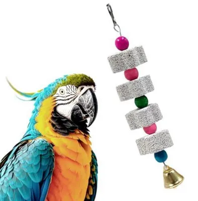 Produktbild von Vogel-Kauspielzeug mit Kalziumstein und Glocken für Sittich und andere Vögel