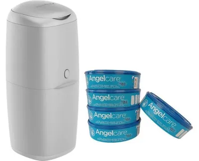 Angelcare Classic Windeleimer mit 5 Nachfüllkassetten, grau, zur Kinderpflege