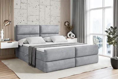Produktbild von ALTDECOR Boxspringbett mit Fußteil, H3 Matratze und Topper - 120x200 cm - BOXI3-Z - Hellgrau Samt - Polsterbett mit Bettkasten und Lattenrost, Bett mit Stauraum