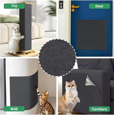 Produktbild von Katze Kratzmatte Selbstklebend 300cmx40cm, Kratzbretter Kratzschutz, Trimmbare DIY Kratzbrett für Katze Bäume Wand Möbel und Couch Schutz (Dunkelgrau)