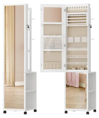 Obrázek produktu pro Šperkovnice - Krabička na šperky - Zrcadlová skříňka - Úložná skříňka - Organizér - Design 5 v 1