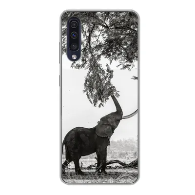 Produktbild von MuchoWow® Handyhülle Schutzhülle Hülle für Samsung Galaxy A50 Elefant - Baum - Tiere - Schwarz und weiß Silikon Softcase Handy Hülle - Mobiltelefonhülle