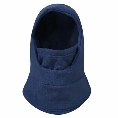 Productafbeelding van Blauwe fleece stormhoed – Fleece muts – Motorfietsmasker – Stormhoed – Wintersport – Unisex – Donkerblauw – Fleece materiaal – One size fits all – CHPN