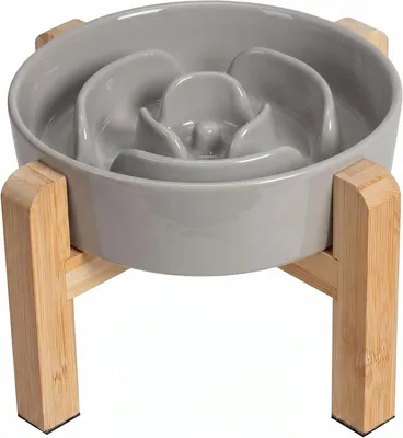 Imagen del producto de Comedero elevado para perros, de cerámica, 17 cm de altura, con base antideslizante, ideal para perros pequeños y medianos