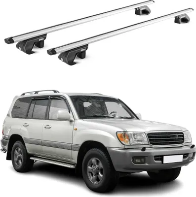 Image de Barres de toit ABE pour Toyota Land Cruiser 90 120 1996-2009 5 P Alu Gris 2x