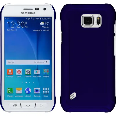 Produktbild von PhoneNatic Case kompatibel mit Samsung Galaxy S6 Active - Hülle blau gummiert Hard-case + 2 Schutzfolien