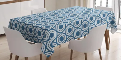 Produktbild von ABAKUHAUS orientalisch Tischdecke, Blumenweinlese-traditionelle japanische ovale Blumenblätter und Blatt-Frühlings-Saison stilisiert, 140 x 170 cm, Blau Weiss