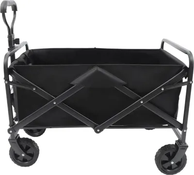 Obrázek produktu pro Skládací vozík na pláž - 4 kola - nosnost 80 kg - velká kola - nastavitelná rukojeť - držák na nápoje - ocelová trubka, oxfordská tkanina, PP dno