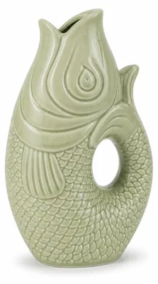 Produktbild von Fischvase 4 Farben Porzellanvasen grüne Vase Karpfenform Salbei 16 cm