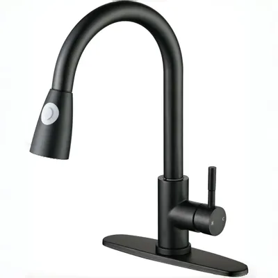 Produktbild von Küchenarmatur Edelstahlmaterial,Ausziehbar Wasserhahn,360° Drehbar mit herunterziehbaren Sprühgeräten, Küche Hochdruck Armatur Dual-Spülbrause,Schwarz