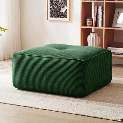 Produktbild von Cordelia Ottoman Cord Grün - Modulares Sofa Element aus Cordstoff, 92x73x40 cm, Sitzhocker mit 32D Schaumstoff, Haustierfreundlich