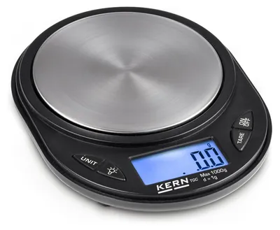 Produktbild von KERN & SOHN Taschenwaage, Schwarz, 1 kg, Metall, 100 mm, 130 mm, 18 mm