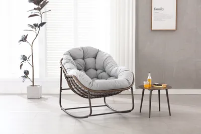 Produktbild von okwish Houpací křeslo, Houpací křeslo, Volnočasová židle pro balkon, verandu, zahradu, obývací pokoj, Šedá