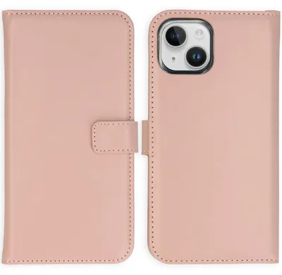 Imagen del producto de Funda de Cuero Auténtico tipo Libro para Apple iPhone 15 - Dusty Pink