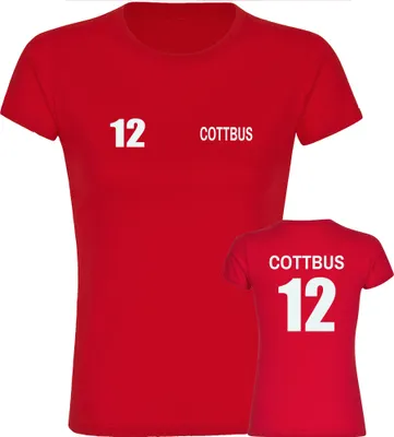 Produktbild von multifanshop Damen T-Shirt - Cottbus - Trikot Nummer 12, rot, Größe XL