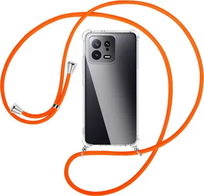Produktbild von Handykette Backcover-Schutzhülle mit Band (Metall silberfarben) für Xiaomi 13 (6.28'') - neonorange