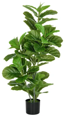 Image de Plante artificielle en forme de figuier, hauteur 110 cm, avec 90 feuilles et pot inclus | Couleur : vert