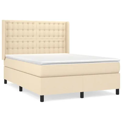 Produktbild von Boxspringbett mit Matratze Creme 140x190 cm Stoff