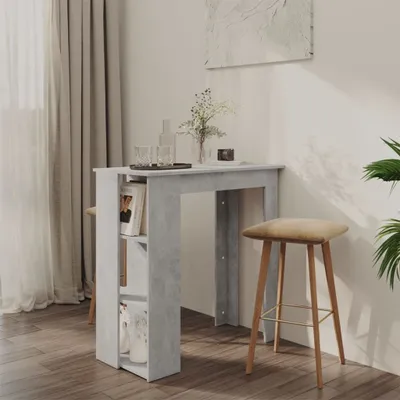 Obrázek produktu pro vidaXL Barový stůl s policí Betonová šedá 102x50x103,5 cm Dřevěný materiál