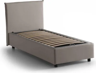 Produktbild von Einzelbett Dbaldo, Containerbett mit Stoffbespannung, 100%  Italy, Frontöffnung, passend für Matratze Cm 90x190, Turteltaube