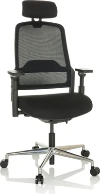 Produktbild von hjh OFFICE Profi Bürostuhl TERARO AX Ergonomischer Schreibtischstuhl mit Armlehnen (höhenverstellbar) Stoff / Netzstoff Schwarz Drehstuhl für Büro, Zuhause
