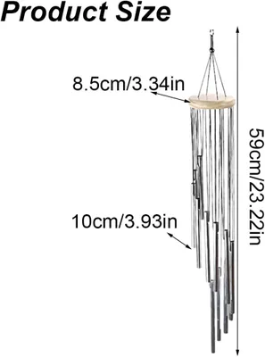 Produktbild von 1 Stück: Bambus-Windspiel für den Außenbereich, Garten-Windspiel mit 12 Aluminiumröhren, Windmühlen-Windspiel für Haus, Terrasse, Garten, Baum, Innen- und Außenbereich