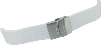 Produktbild von Minott > Uhrenarmband Silikon weiß weich > Sicherheitsschließe silbern, Stegbreite:20mm, Schließe:Silbern