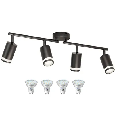Productafbeelding van EDISHINE Plafondlamp met 4 lampen, zwart, LED, draaibaar, modern