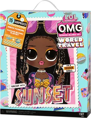 Produktbild von MGA OMG Modepuppe Reise DI Sunset, ca. 24 cm Puppenhöhe, mehrfarbig, Textil, 15 Überraschungen, voll beweglich, Hände abnehmbar, Verpackung wird zu Spielset, ab 4 Jahren, 254 x 73,2 x 304,8 mm