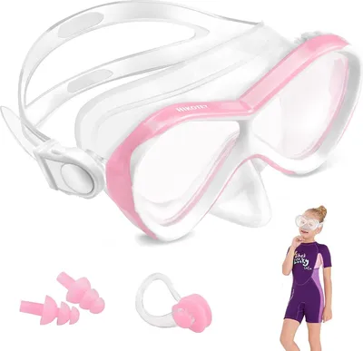 Produktbild von Taucherbrille Schnorchelset für Kinder von 4-16 Jahren - Mädchen Jungen Schwimmbrille - Nasenabdeckung 180 Grad Panorama HD Anti-Beschlag Leck - verstellbares Silikonband