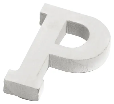 Obrázok produktu pre Malé biele drevené písmeno P, 5 cm, svadba – univerzálna veľkosť