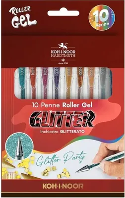 Zdjęcie produktu dla Koh-I-Noor NAGP10S, Długopis żelowy, Niebieski, Zielony, Szary, Pomarańczowy, Różowy, Czerwony, Wielobarwny, Plastik, Blister, 10 szt.