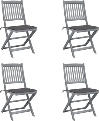 Produktbild von Klappbare Gartenstühle 4 Stk. mit Kissen Massivholz Akazie