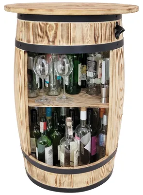 Immagine prodotto di Bar per alcolici da casa realizzato con una botte di legno con un piano di 80x50 cm