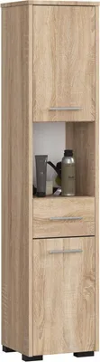Produktbild von 3xEliving KORALIA Hochschrank, Badezimmerschrank mit 6 Fächer und 2 Türen in Sonoma Eiche 140x30x30