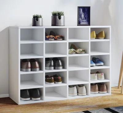 Produktbild von VCM Holz Schuhregal | Maße ca. H. 67 x B. 92 x T. 33 cm | Schuhkommode mit 20 Fächern | Schuhschrank - Hinsol L
