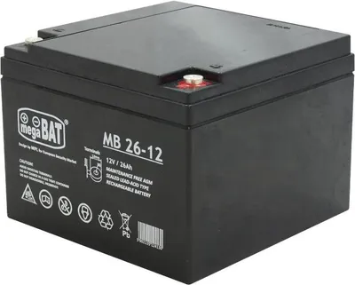 Produktbild von MegaBat MB 26-12, Plombierte Bleisäure (VRLA), 12 V, 1 Stück(e), Schwarz, 26 Ah, 7,7 kg