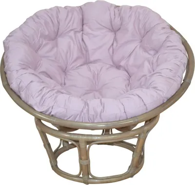 Produktbild von Papasansessel - Rattansessel  ø 80 cm naturgrau, mit Auflage pastellrose