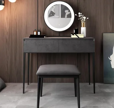 Produktbild von Grauer Schminktisch Designer Frisiertisch Schubladen Kosmetikkommode
