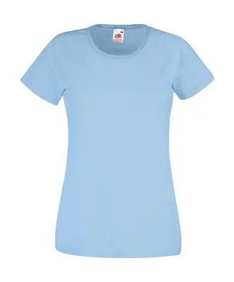 Produktbild von Fruit of the Loom Damen Rundhals Basic T-Shirt Shirt Kurzarm, Größe:L (14), Farbe:Sky Blue