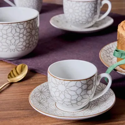 Zdjęcie produktu dla Tognana Porcellane MC085016048, Zestaw, Filiżanka, Kawa, Beżowy, Złoto, Biały, Porcelana, 6 os.