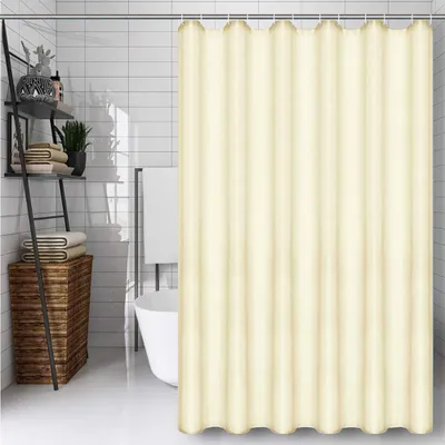 Produktbild von Duschvorhang 180 x 180 cm – Beige, Duschvorhang mit 12 Duschringen, schimmelresistent und wasserabweisend, Polyester, waschbar