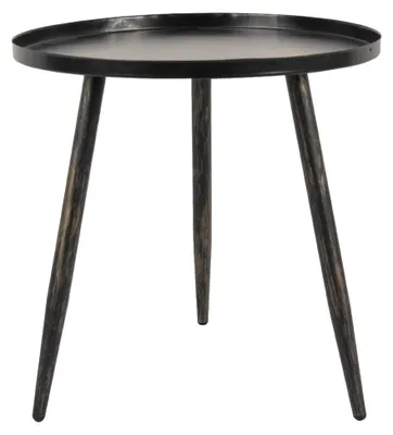 Produktbild von Beistelltisch aus Metall, 45 cm, rund für Wohnzimmer, Sofaende, Couchtisch, Snack-Tisch, Nachttisch, Schreibtisch, Beistelltische (schwarz / gold)