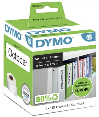 Image de Dymo Etiquettes classeur large 59 x 190 mm blanc 110x 99019