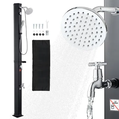 Obrázek produktu pro VEVOR Solární sprcha 40 l, zahradní sprcha 2290 mm, venkovní sprcha, s baterií pro ruce a nohy, regulace teplé a studené vody, sprcha k bazénu max. 60 °C, kempingová sprcha do zahrady, k bazénu, k plážovému bazénu, černá